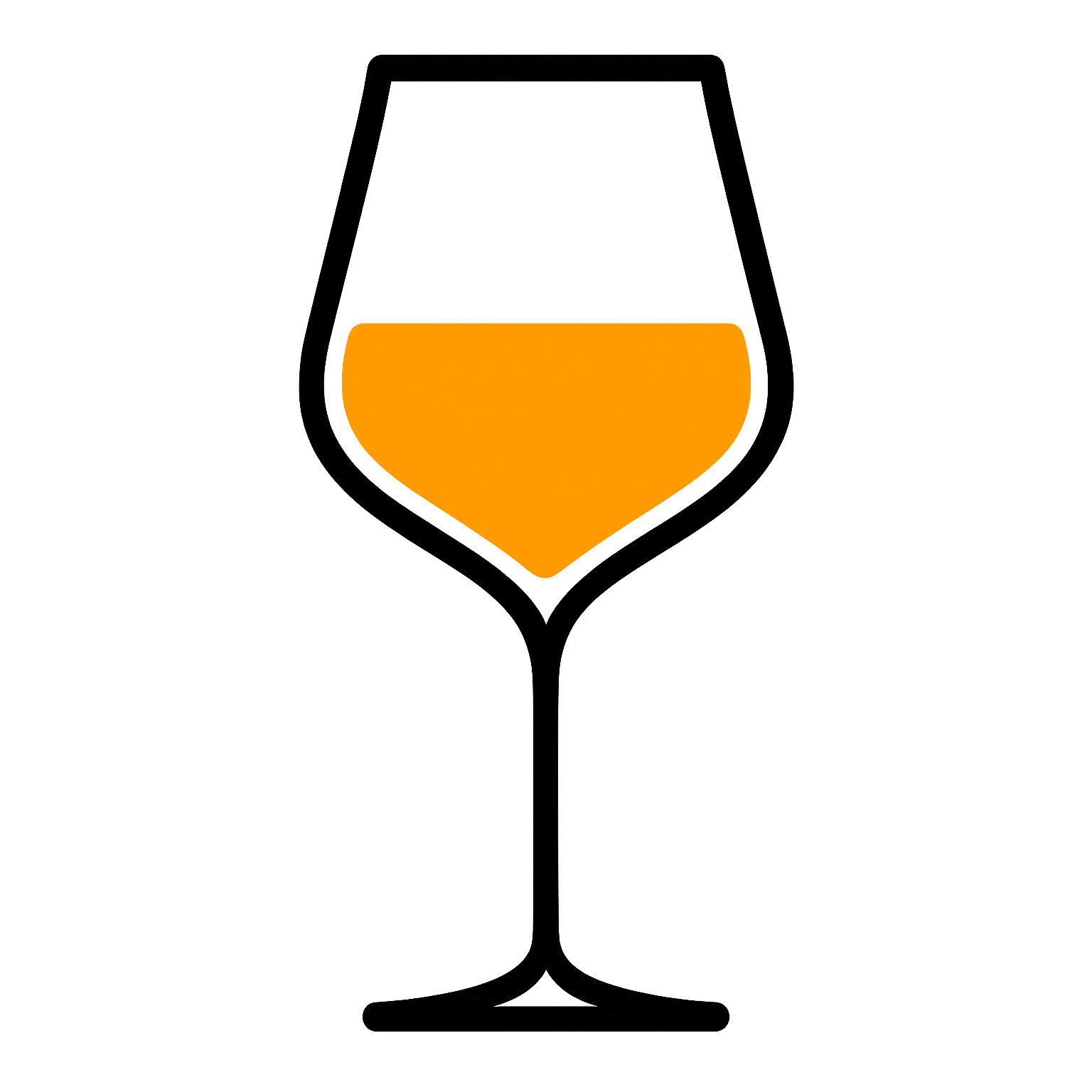 Illustration eines Weinglases mit orangefarbenem Naturwein auf transparentem Hintergrund